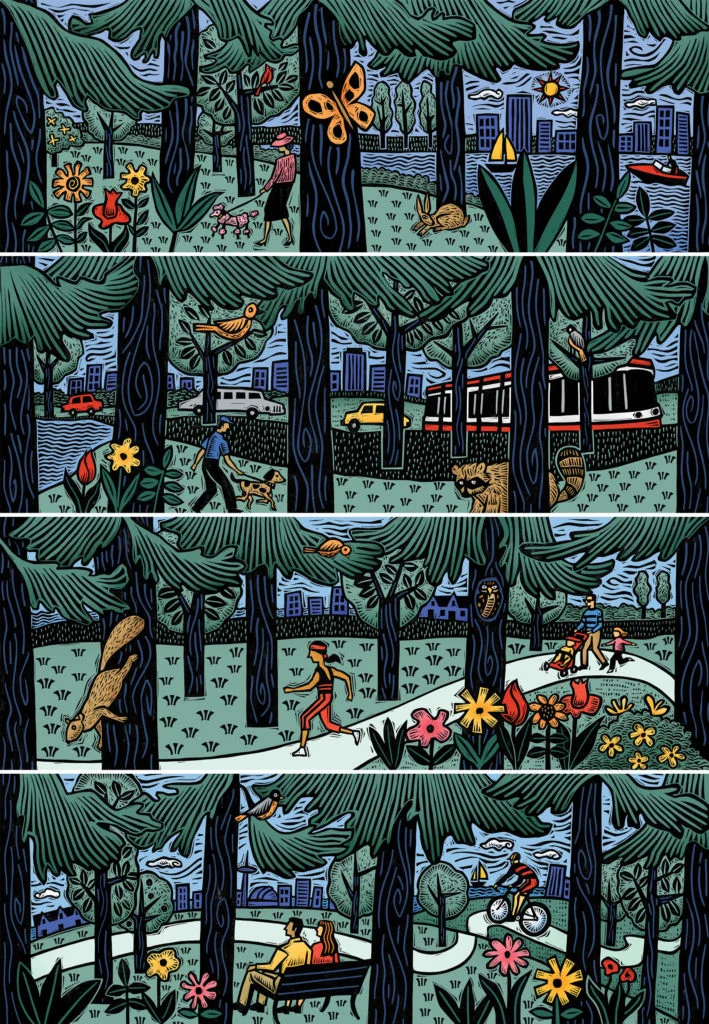 Sue Todd’s “City in a Forest” Brings Linocut Illustration to Toronto’s Streets