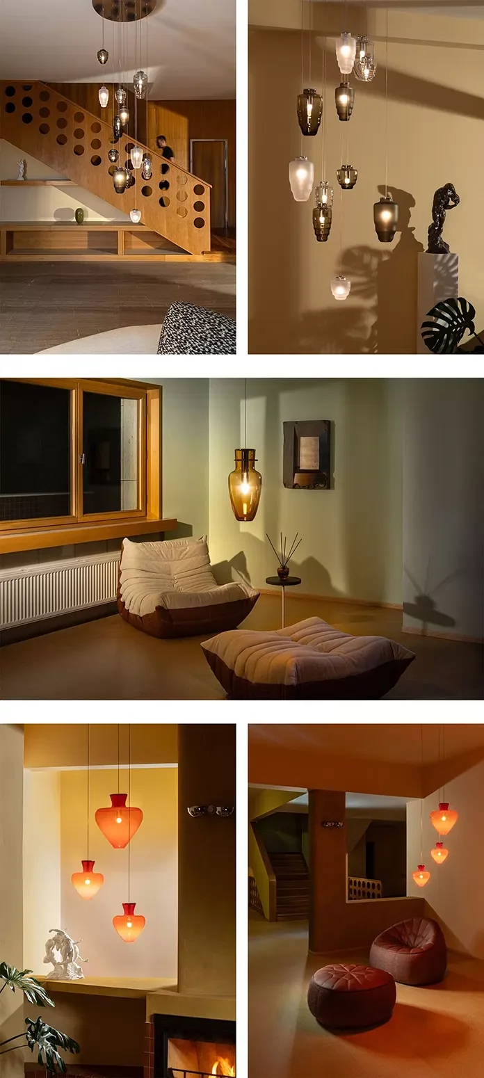 František Jungvirt Turns Three Glass Vase Series Into Lamps at Villa Volman