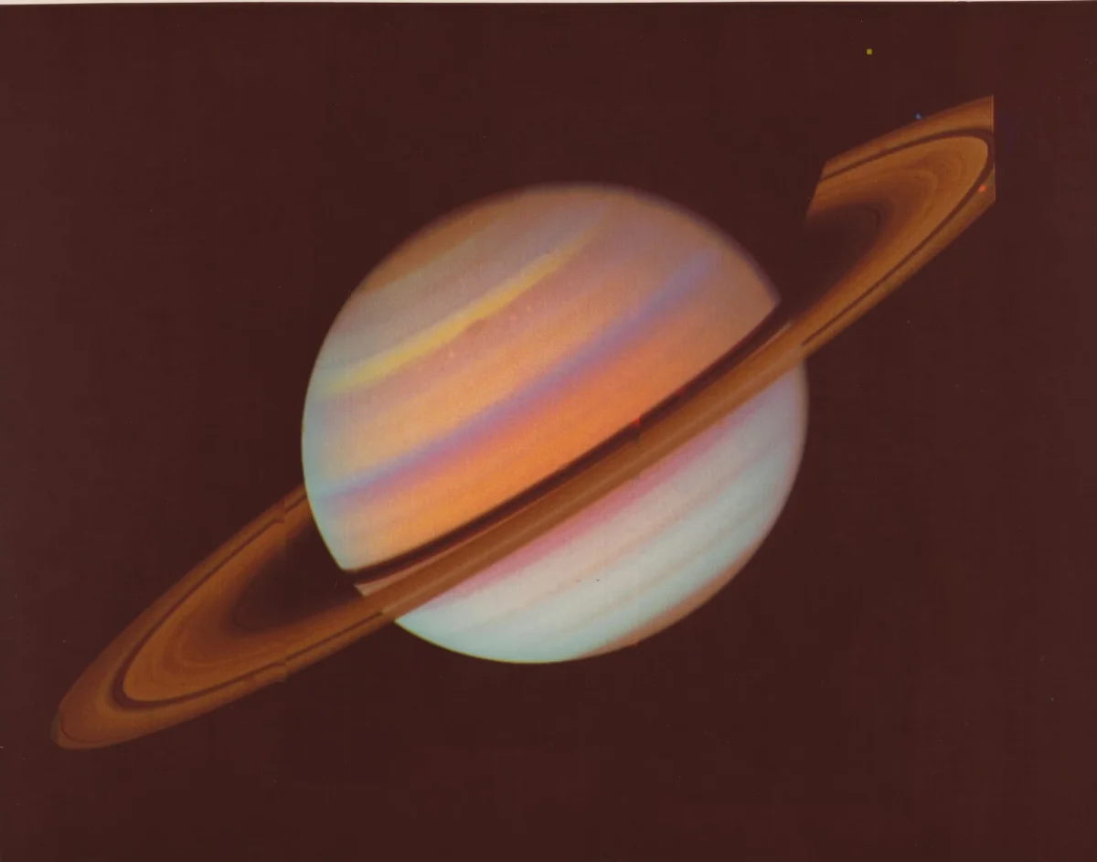 a colorized image of Saturn