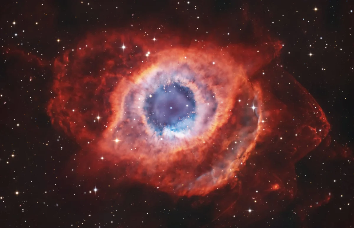 an astronomy photo of a nebula called NGC 7293, the "Helix Nebula"