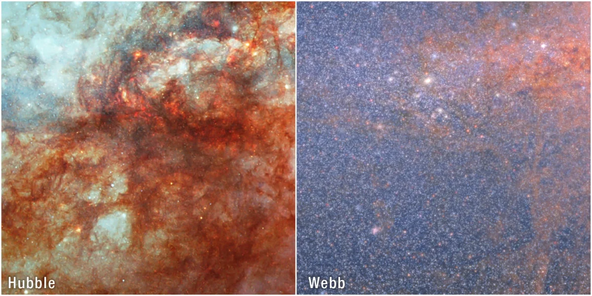 two side by side images of stars