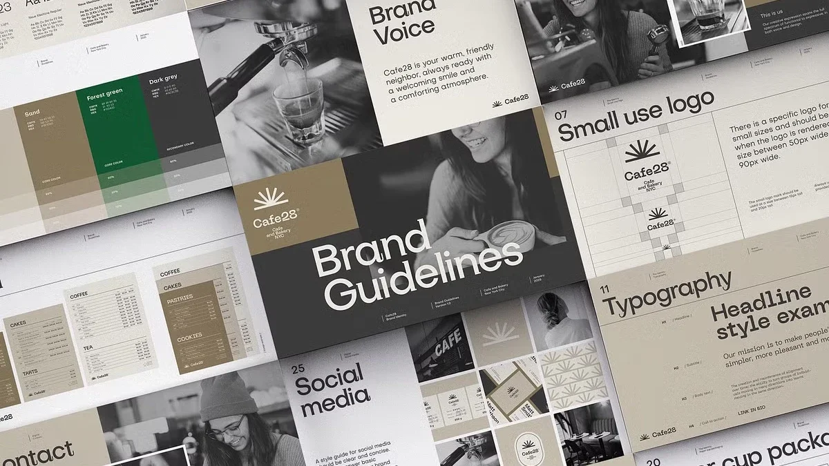 Coffee Shop Brand Guidelines Bundle by iStar Design for Adobe Illustrator and Photoshop.