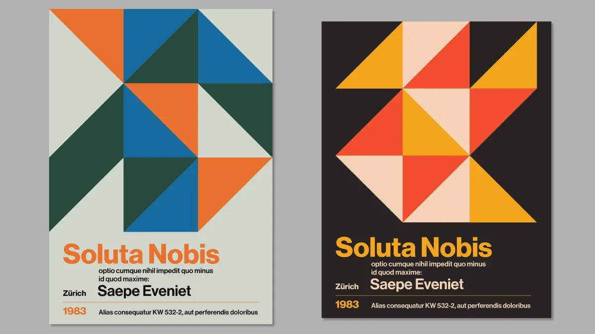 Adobe Illustrator Poster Design Vector Template Inspired by the Style of Swiss Minimalism