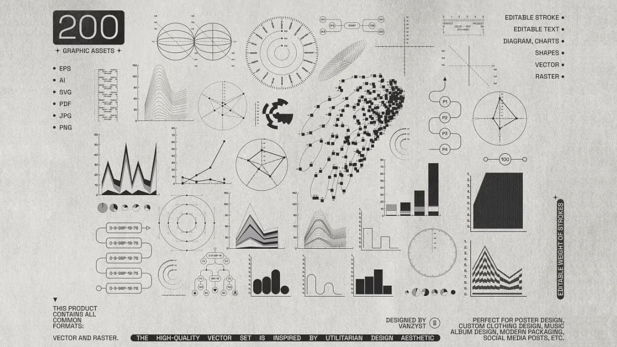 200 Utilitarian Graphics by Vanzyst