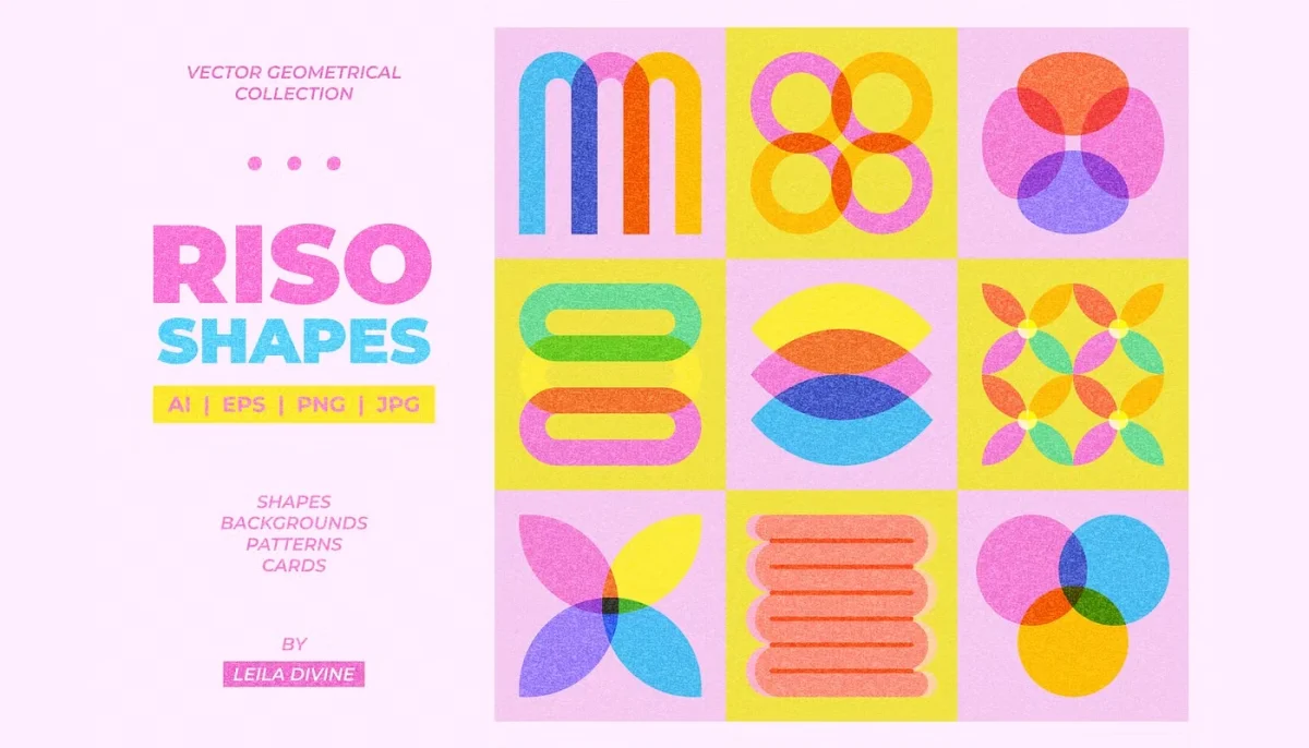 RISO Shapes: Geometric Vector Graphics Collection by Leila Divine