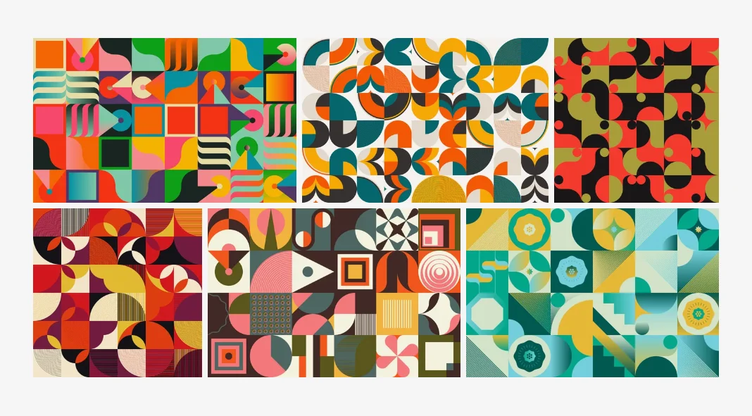 Colorful vector background patterns of geometric shapes and artistic graphics