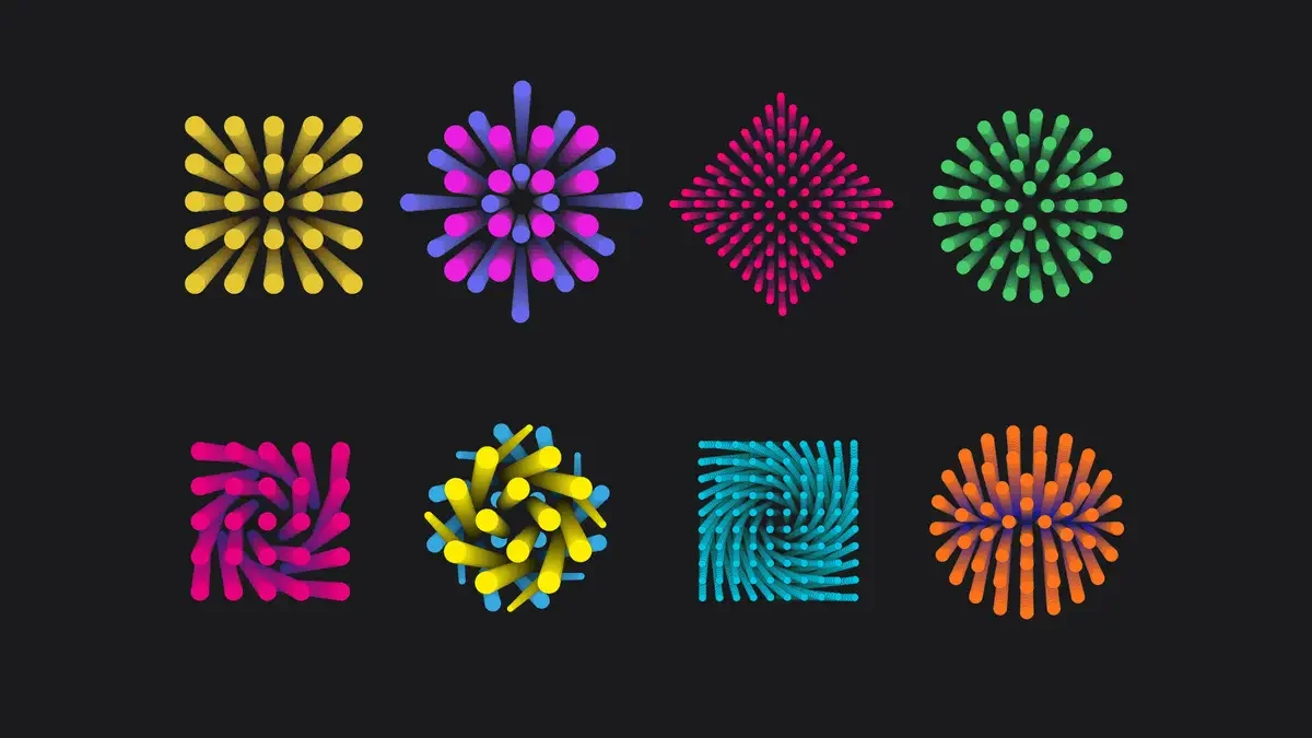 Set of Abstract Geometric Vector Shapes of Bold Colors and Gradients by Oleg R.