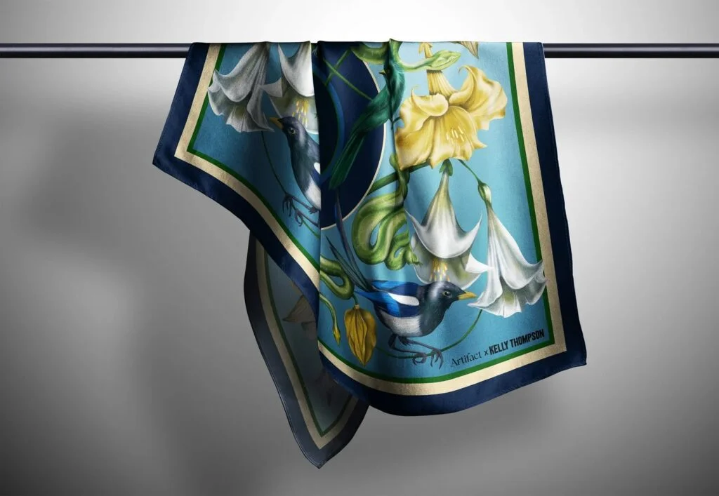 Kelly Thompson’s Five Silk Scarf Designs Turn Botanical Illustration into Wearable Art
